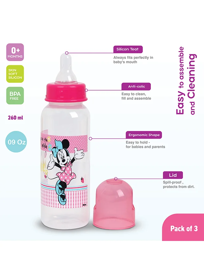 Disney Pack Of 3 Baby Feeding Bottle 250ml