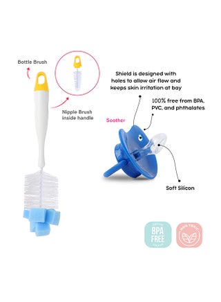 طقم زجاجة رضاعة بطبعة ميكي ماوس مع لهاية وغاسلة مكون من 4 قطع - view 3