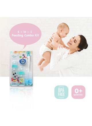 طقم زجاجة رضاعة بطبعة ميكي ماوس مع لهاية وغاسلة مكون من 4 قطع - view 4