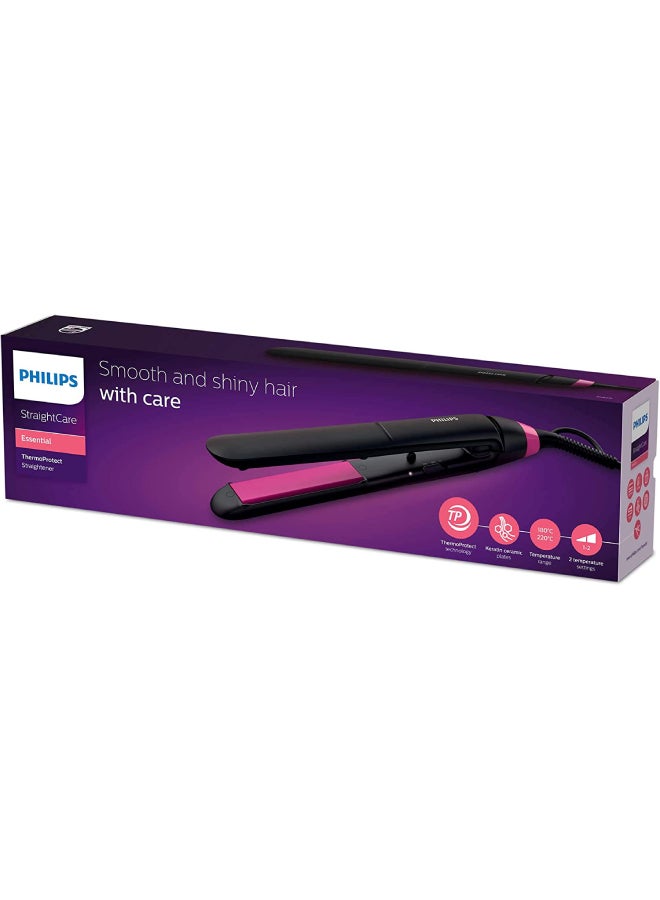 فيليبس - مكواة فرد الشعر StraightCare Essential Thermo Protect BHS375/03، ضمان لمدة عامين، أسود/أرجواني أسود/بنفسجي - Image 1