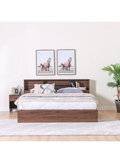 DANUBE HOME Gamorah 5 Pieces Bed Set King Size, Night Stand, Dresser And Stool With Mirror, Wood Columbia Dark Brown 180x200cm  - Image 3