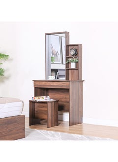 DANUBE HOME Gamorah 5 Pieces Bed Set King Size, Night Stand, Dresser And Stool With Mirror, Wood Columbia Dark Brown 180x200cm  - Image 5