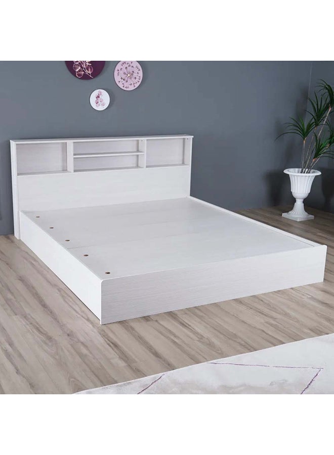 Gamorah 5 Pieces Bed Set King Size, Night Stand, Dresser And Stool with Mirror, Wood Washed White 180x200cm
