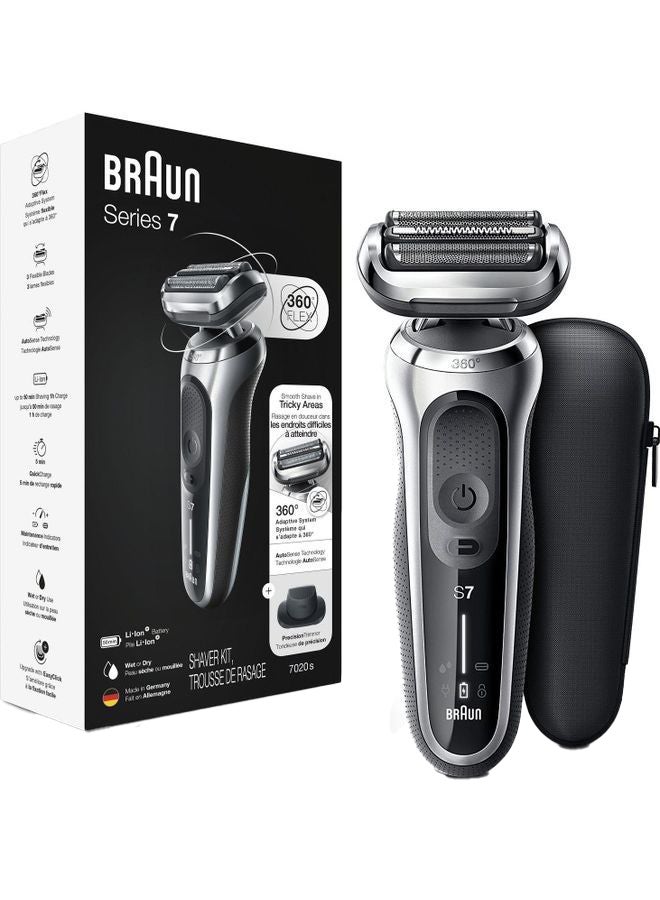 براون ماكينة حلاقة كهربائية للرجال من سلسلة 7 7020s مع مشذب دقيق للاستخدام الرطب والجاف قابلة لإعادة الشحن بدون سلك - Image 1
