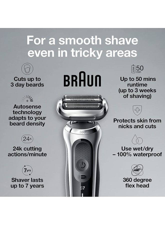 براون ماكينة حلاقة كهربائية للرجال من سلسلة 7 7020s مع مشذب دقيق للاستخدام الرطب والجاف قابلة لإعادة الشحن بدون سلك - Image 2