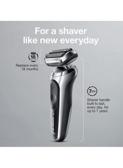 BRAUN Series 7 7020s Electric Razor For Men With Precision Trimmer Wet And Dry Rechargeable Cordless Foil Shaver Silver  - Image 4
