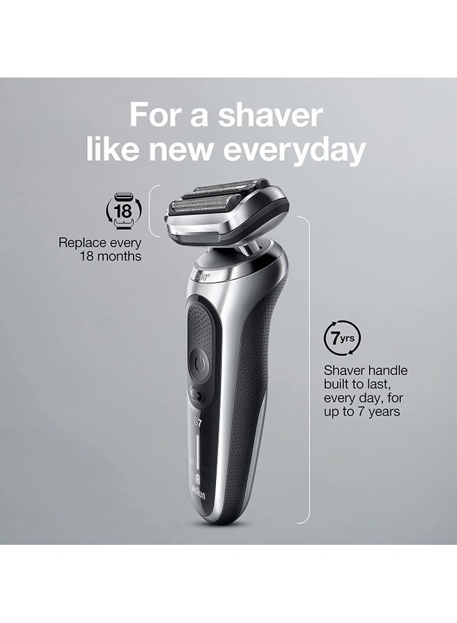براون ماكينة حلاقة كهربائية للرجال من سلسلة 7 7020s مع مشذب دقيق للاستخدام الرطب والجاف قابلة لإعادة الشحن بدون سلك - Image 4
