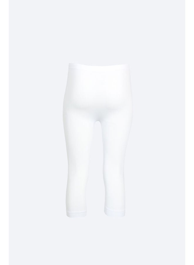 كارينا Elastic Waist Pantacourt Legging White - Image 2