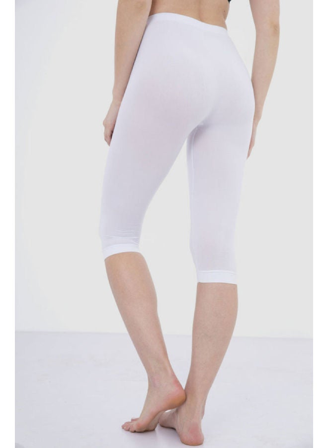 كارينا Elastic Waist Pantacourt Legging White - Image 3