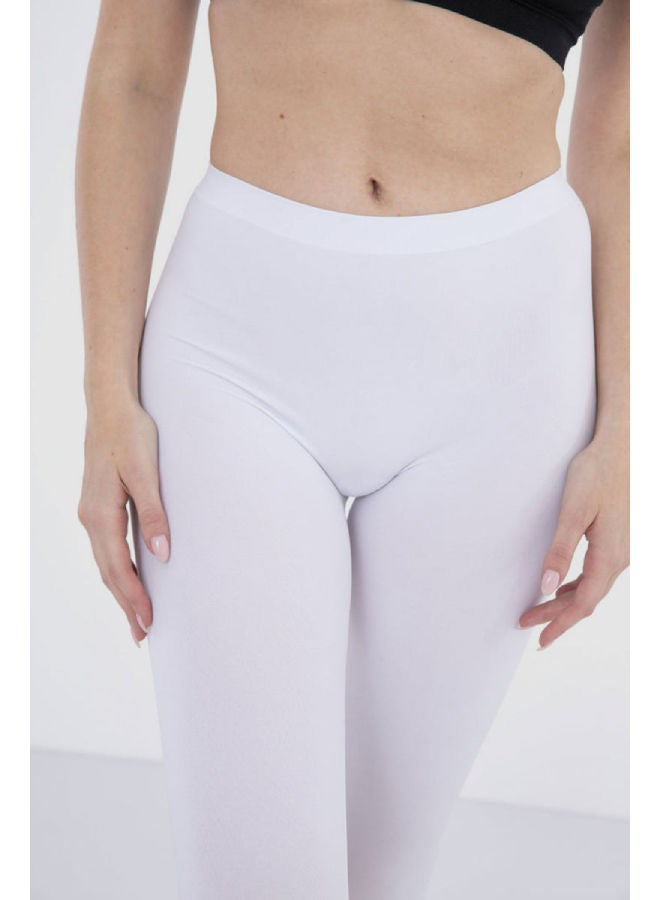 كارينا Elastic Waist Pantacourt Legging White - Image 4