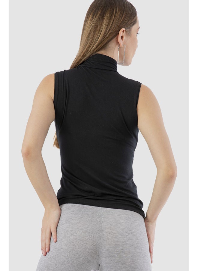 كارينا Wear High Neck Sleeveless Top (V)- Black - Image 2