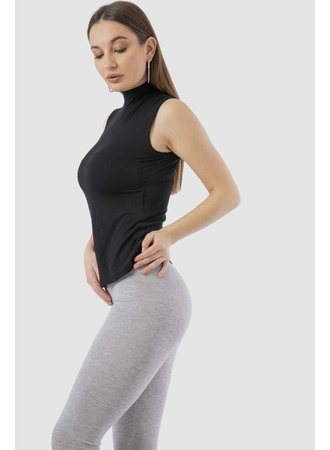 كارينا Wear High Neck Sleeveless Top (V)- Black - Image 3