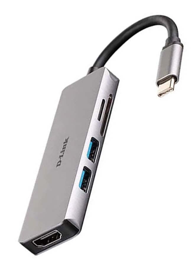 5-in-1 USB-C Hub with HDMI And SD/microSD Card Reader grey