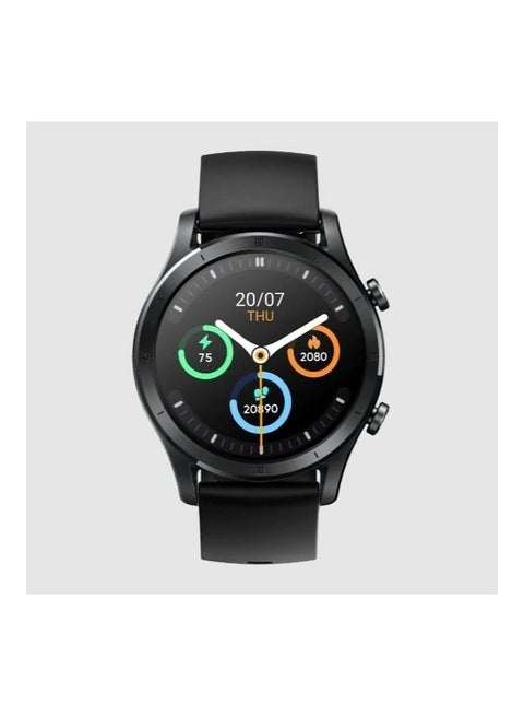 Techlife Watch R100 1.32Inch Metallic Dial Smartwatch (Black Strap, Free Size) Black