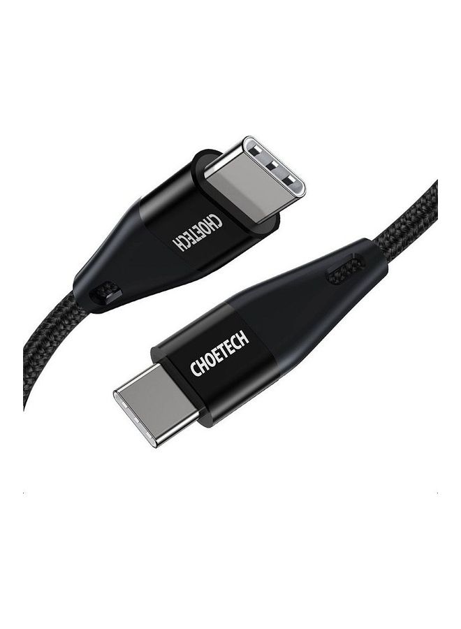 تشوتيك كيبل شحن تشويتك قماش من Type-C الى Type-C بطول 2.0م وقوة 60 واط - أسود أبيض - Image 1