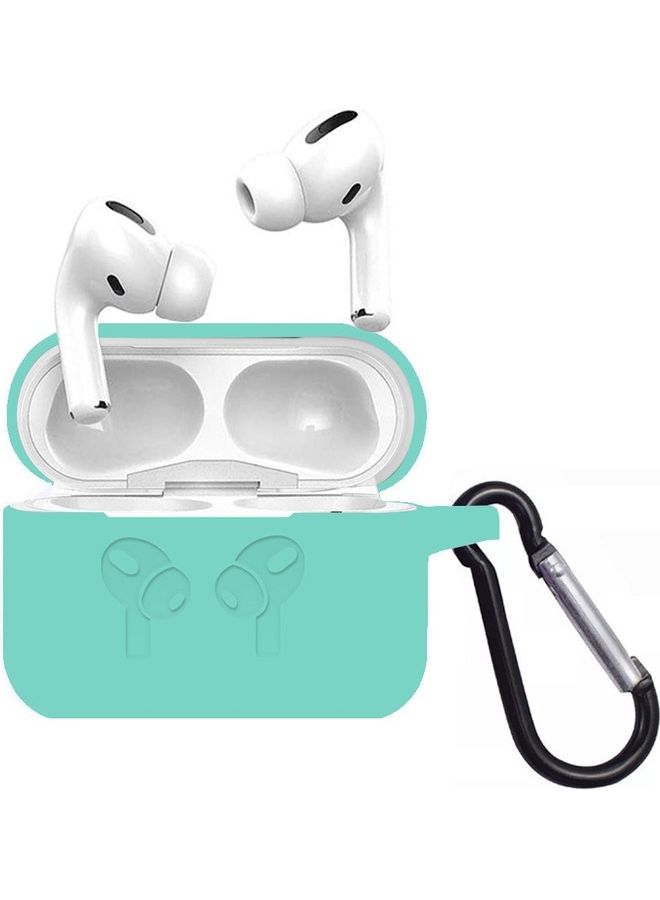 AirPods Pro 2 Case Soft Silicone Cover Shockproof Skin with Keychain Carabiner Compatible with Apple AirPods Pro 2nd Generation 2022 Case Mint Green