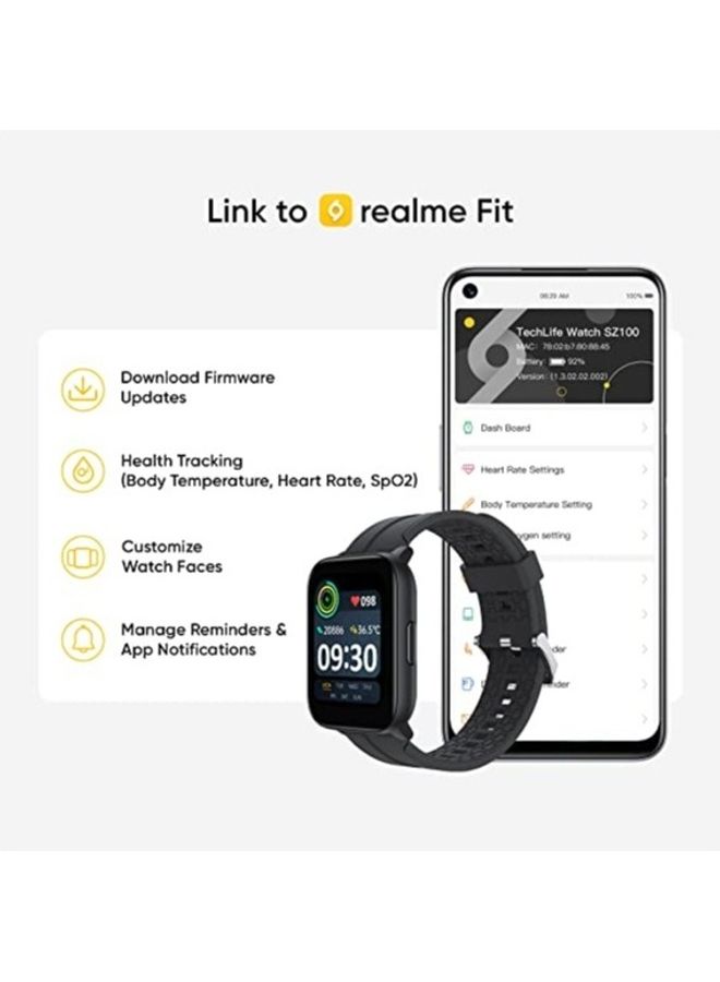 realme - Techlife Watch Sz100 1.69" Hd Display With Temperature Sensor Smartwatch (Gray Strap, Free Size) Grey - Image 1