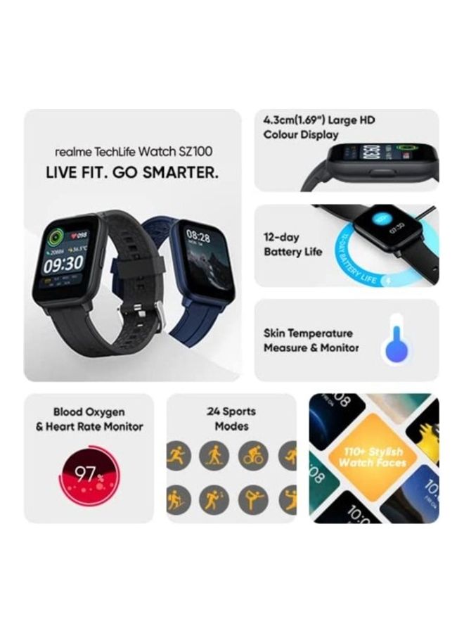 realme - Techlife Watch Sz100 1.69" Hd Display With Temperature Sensor Smartwatch (Gray Strap, Free Size) Grey - Image 1