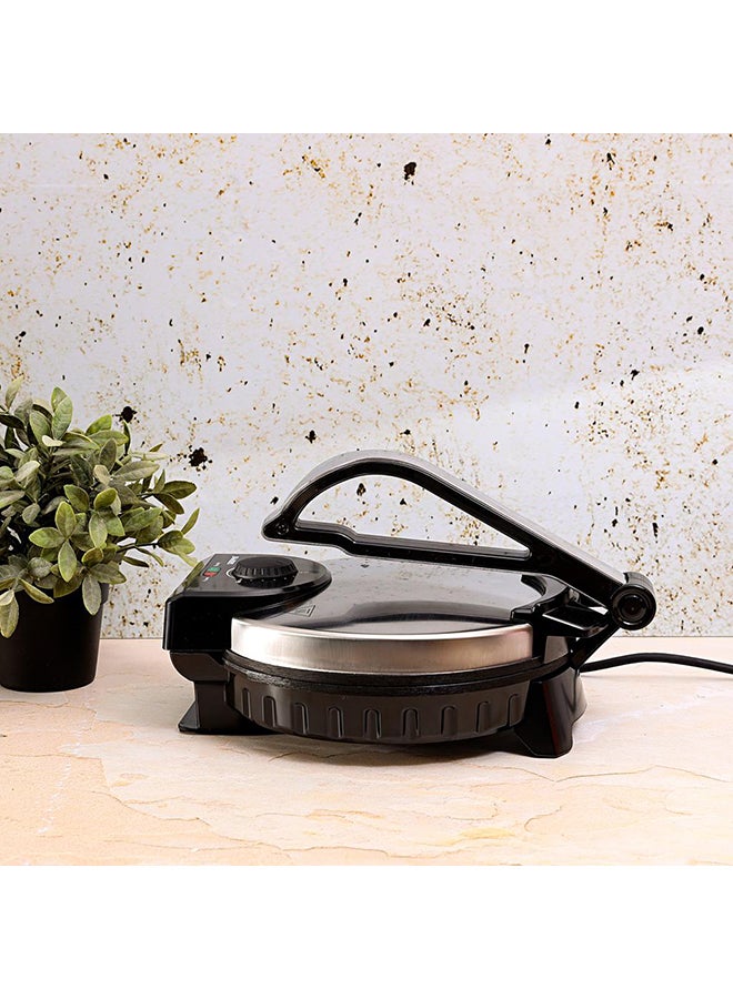 GEEPAS Chapathi Maker, Mexican Style Tortilla Press| Ideal for Making Homemade Tortillas Tacos Flatbreads Chapati Roti, Stainless Steel Housing , Adjustable Temperature Control| Non-Stick Coating, Adjustable Thermostat 1200.0 W GCM6125 Black/Silver  - Image 2