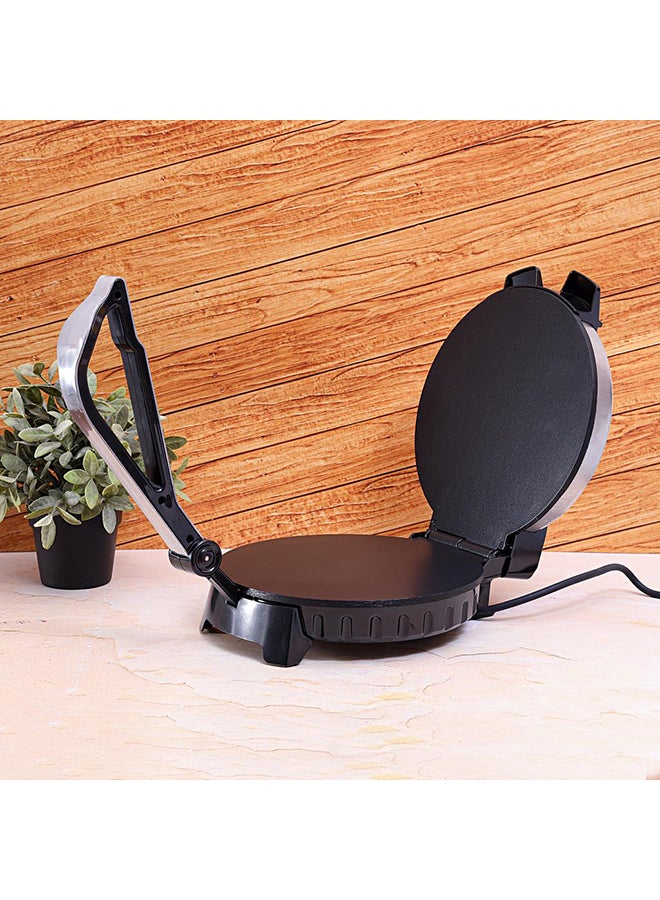 GEEPAS Chapathi Maker, Mexican Style Tortilla Press| Ideal for Making Homemade Tortillas Tacos Flatbreads Chapati Roti, Stainless Steel Housing , Adjustable Temperature Control| Non-Stick Coating, Adjustable Thermostat 1200.0 W GCM6125 Black/Silver  - Image 3
