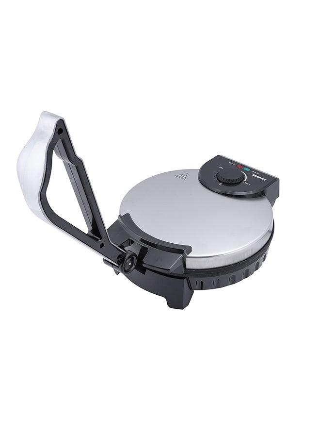 GEEPAS Chapathi Maker, Mexican Style Tortilla Press| Ideal for Making Homemade Tortillas Tacos Flatbreads Chapati Roti, Stainless Steel Housing , Adjustable Temperature Control| Non-Stick Coating, Adjustable Thermostat 1200.0 W GCM6125 Black/Silver  - Image 4