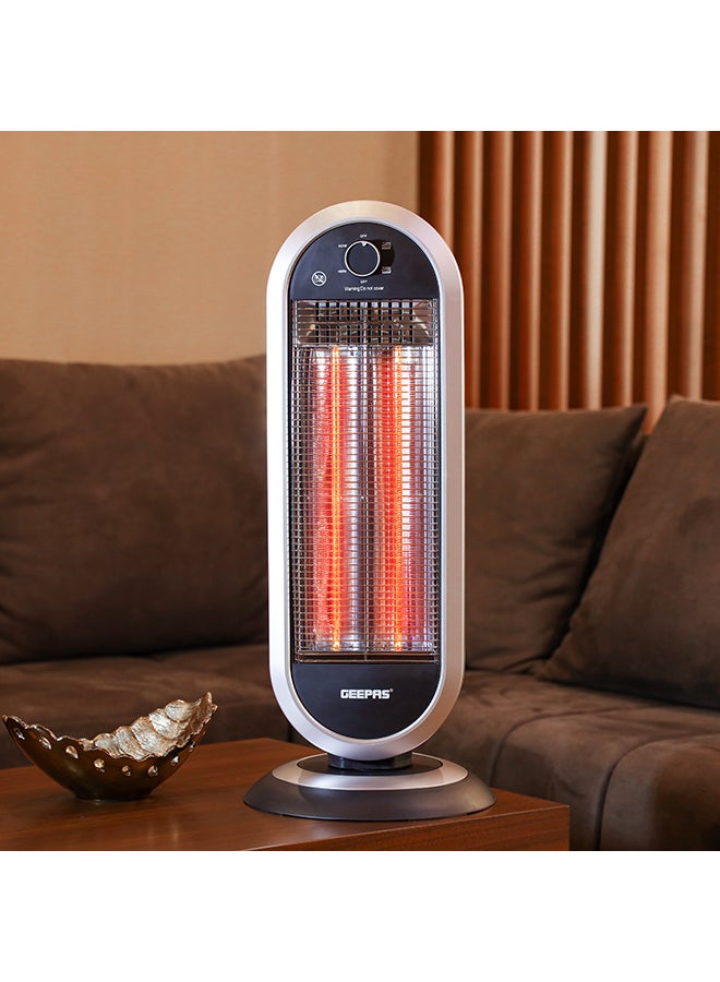 GEEPAS Carbon Heater, Wide Angle Oscillation Function| Safety Tip Over Switch | Instant Heating Heater with 2 Heat Setting | Cool Touch Housing | Carry Handle 900.0 W GCH28531 Black/silver - Image 1