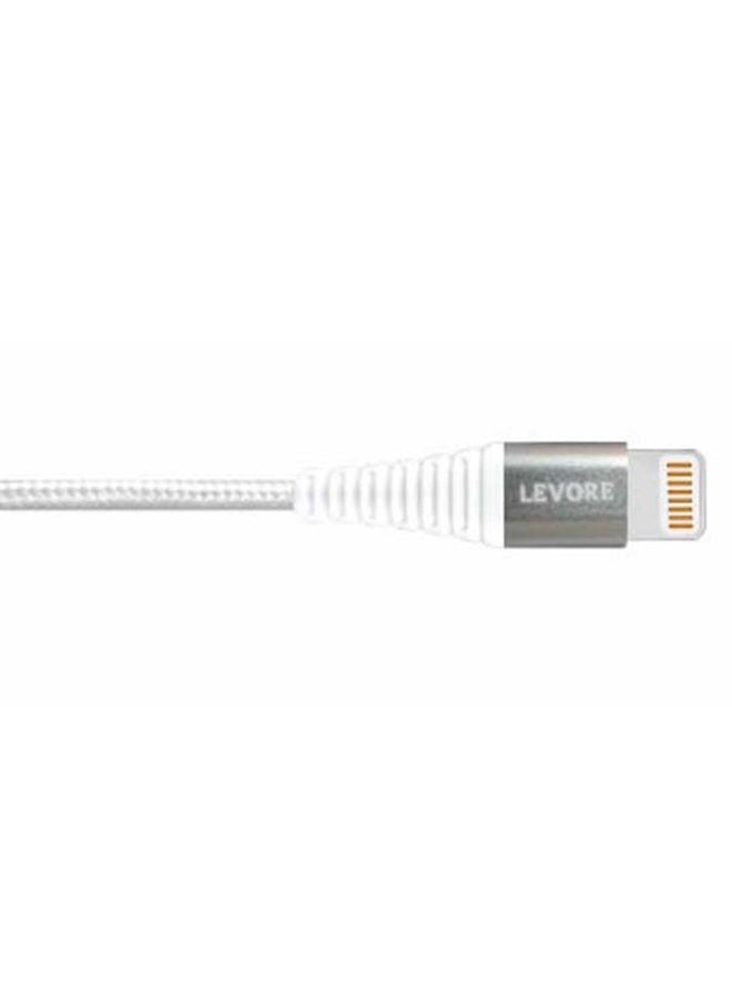 LEVORE 1M Nylon Braided USB A to Lightning Cable White  - Image 4