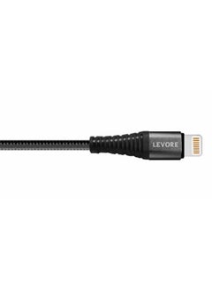 ليفور كابل USB A إلى لايتنينج مضفر مصنوع من النايلون بطول 1 متر أسود  - Image 4