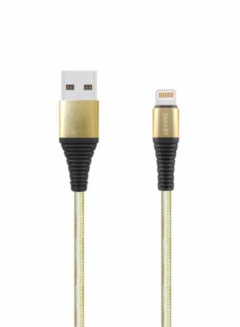 1M Nylon Braided USB A to Lightning Cable Gold