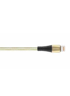 ليفور كابل USB A إلى لايتنينج مضفر مصنوع من النايلون بطول 1 متر ذهبي.  - Image 4