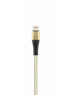ليفور كابل USB A إلى لايتنينج مضفر مصنوع من النايلون بطول 1 متر ذهبي.  - Image 3