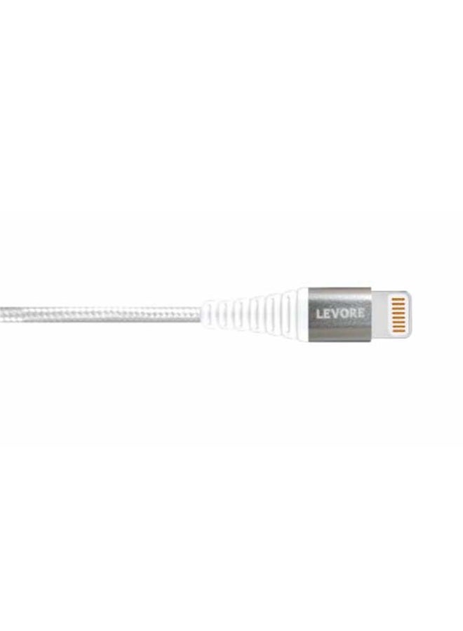 LEVORE - 6FT Nylon Braided USB A to Lightning Cable White - Image 1