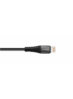 ليفور كابل USB A إلى لايتنينج، مضفر ومصنوع من النايلون، بطول 6 أقدام لون أسود.  - Image 4