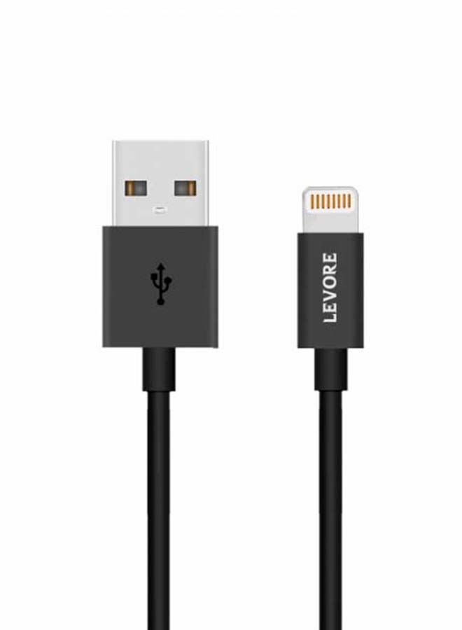 LEVORE - 6FT PVC USB A to Lightning Cable Black - Image 1