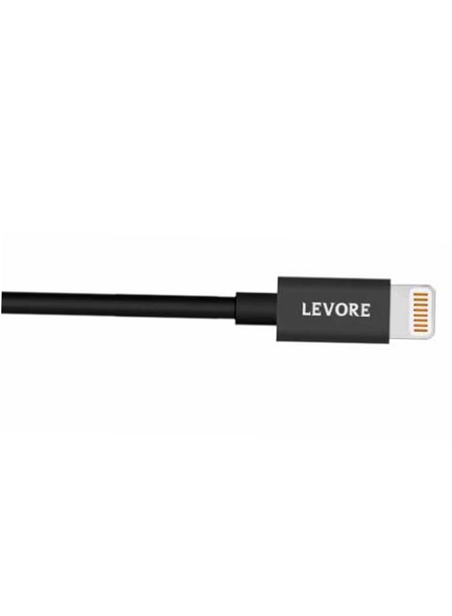 LEVORE - 6FT PVC USB A to Lightning Cable Black - Image 1