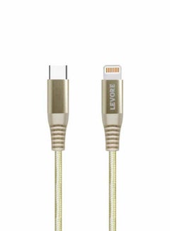 1M Nylon Braided USB C to Lightning Cable Gold