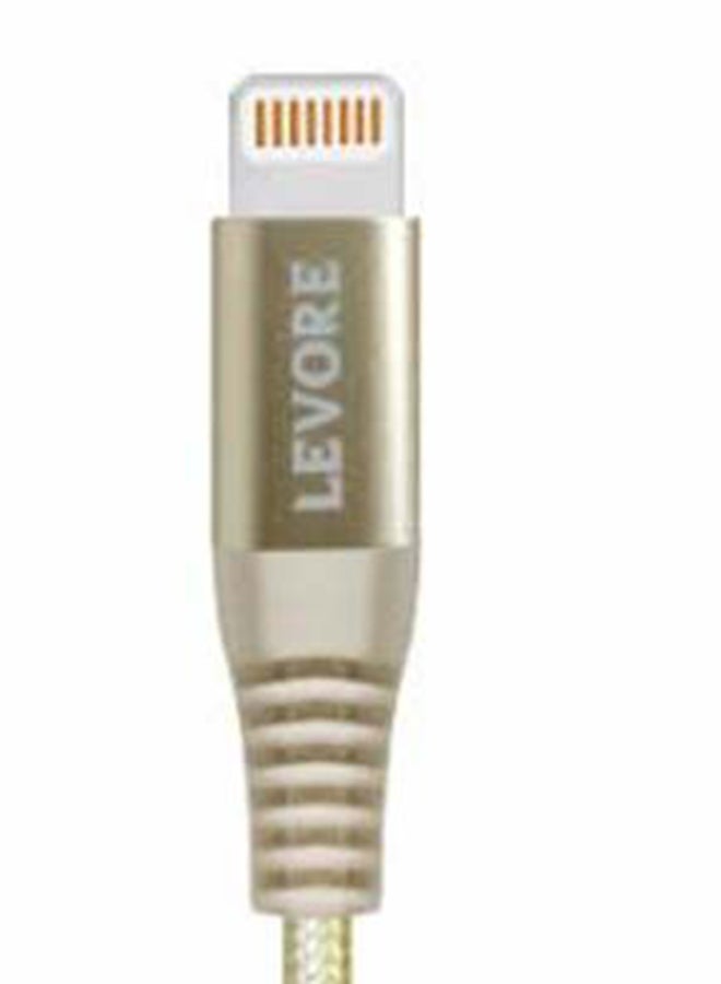 LEVORE - 1M Nylon Braided USB C to Lightning Cable Gold - Image 1