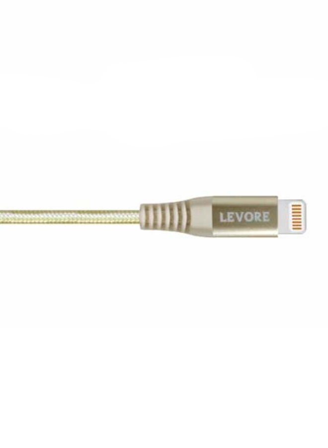 LEVORE - 1M Nylon Braided USB C to Lightning Cable Gold - Image 1