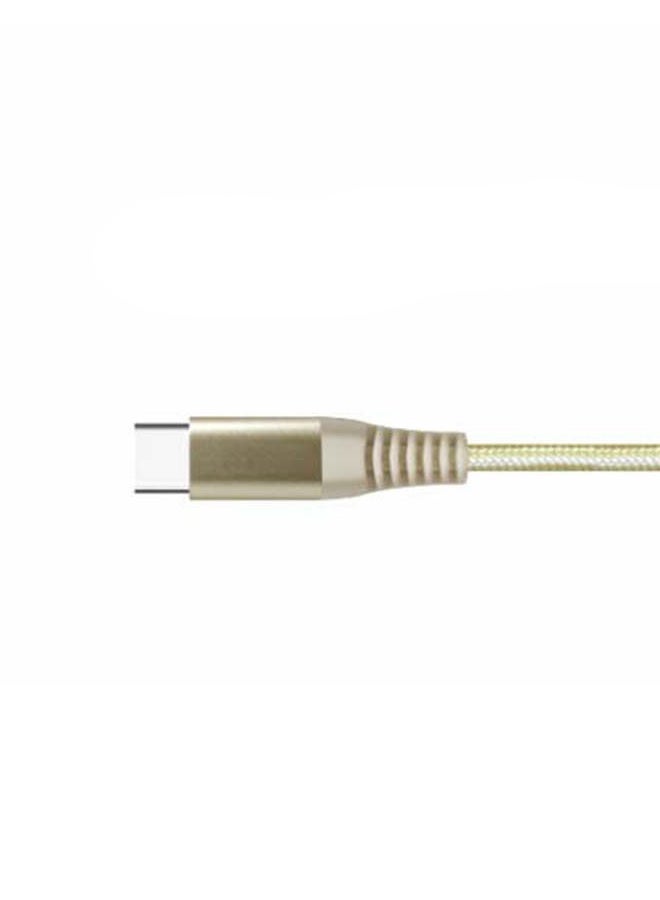 LEVORE - 1M Nylon Braided USB C to Lightning Cable Gold - Image 1