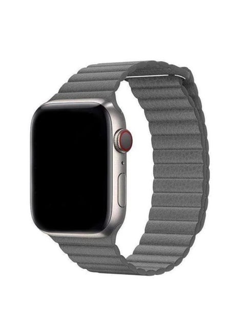 Leather Replacement Band For Apple Watch 45mm/44mm/42mm Grey