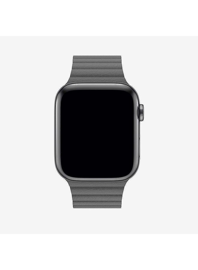 MARGOUN - Leather Replacement Band For Apple Watch 45mm/44mm/42mm Grey - Image 1