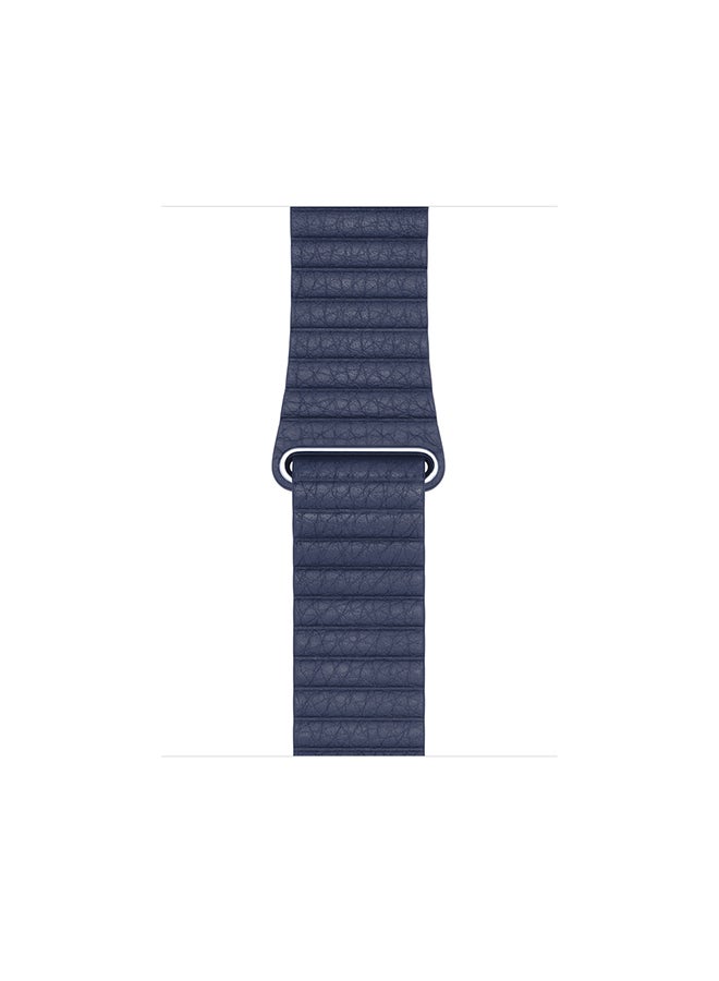 MARGOUN - Leather Replacement Band For Apple Watch 45mm/44mm/42mm Dark Blue - Image 1
