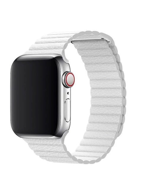 Apple Watch Band 42mm/44mm/45mm Leather Loop Watch Strap White
