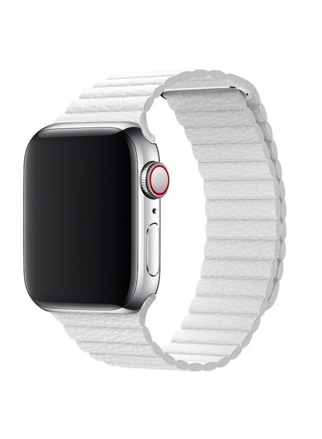 MARGOUN - Apple Watch Band 42mm/44mm/45mm Leather Loop Watch Strap White - Image 1