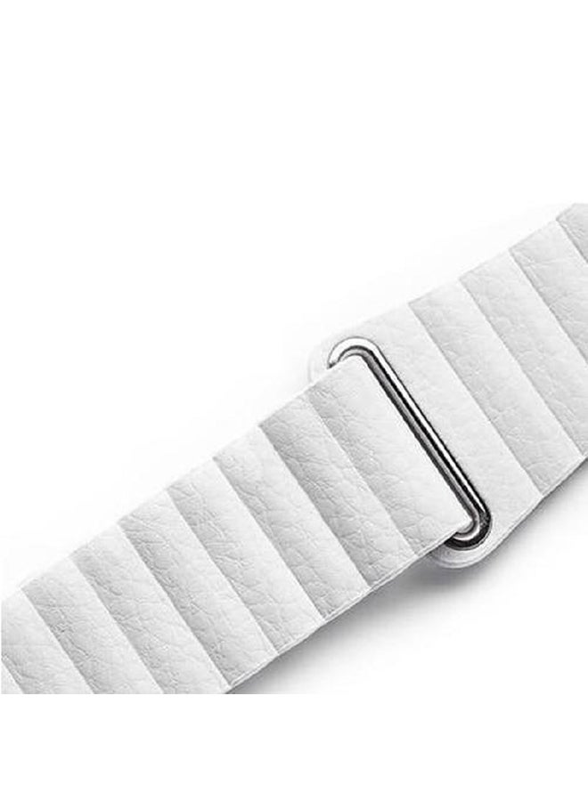 MARGOUN - Apple Watch Band 42mm/44mm/45mm Leather Loop Watch Strap White - Image 1