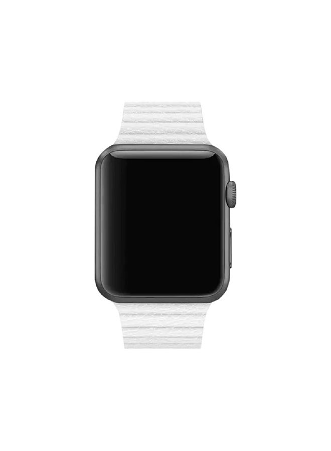MARGOUN - Apple Watch Band 42mm/44mm/45mm Leather Loop Watch Strap White - Image 1