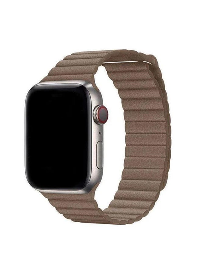 MARGOUN - Apple Watch Band 42mm/44mm/45mm Leather Loop Watch Strap Coffee Brown - Image 1