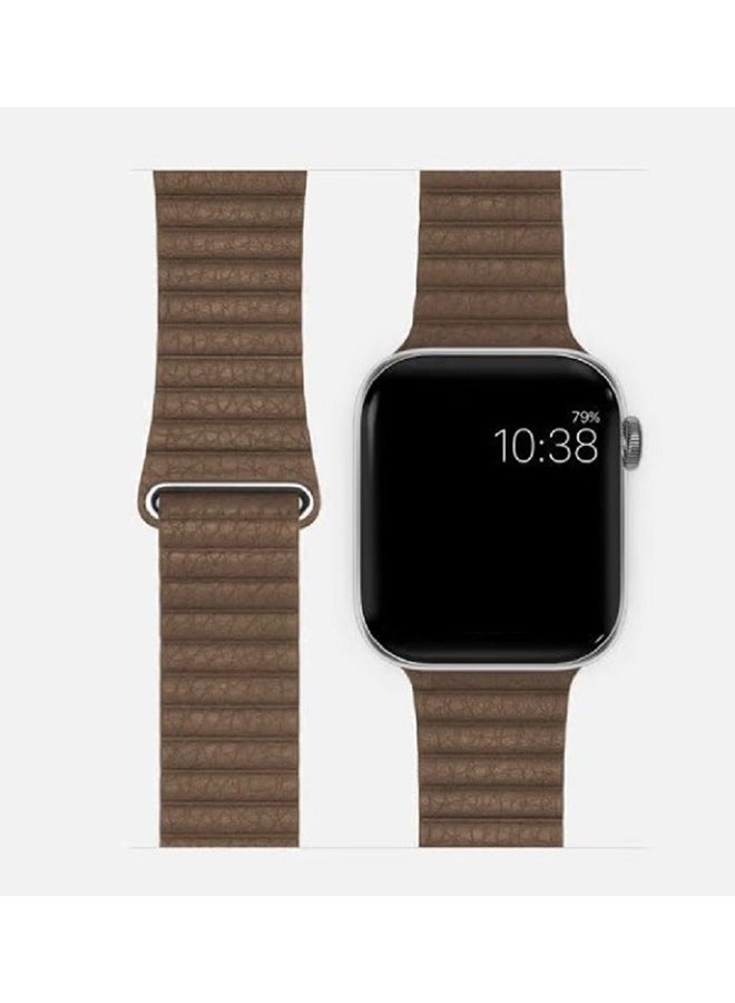 MARGOUN - Apple Watch Band 42mm/44mm/45mm Leather Loop Watch Strap Coffee Brown - Image 1