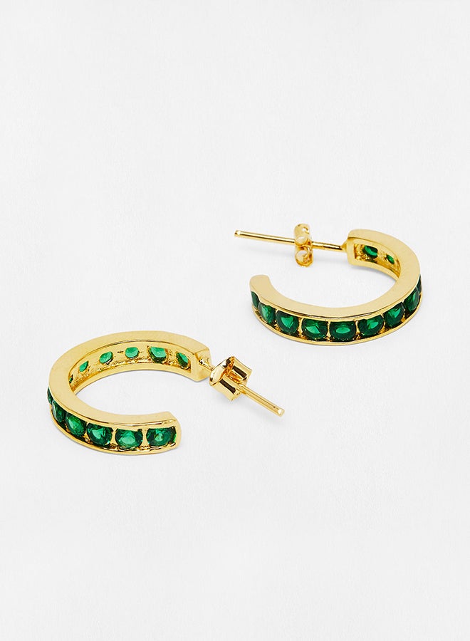 Pipa Bella Green Albany Studded Huggie Earrings - Image 2
