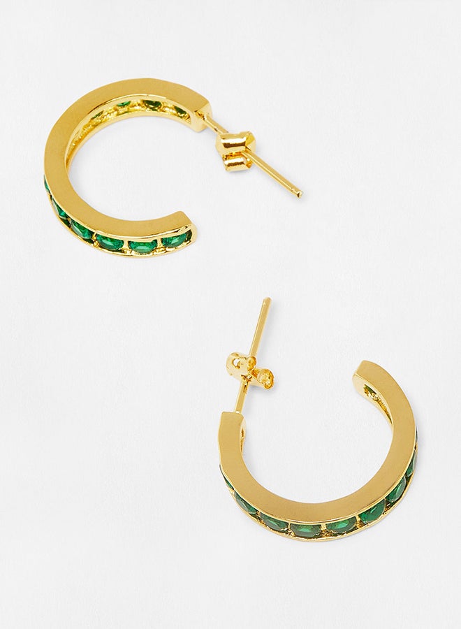Pipa Bella Green Albany Studded Huggie Earrings - Image 3
